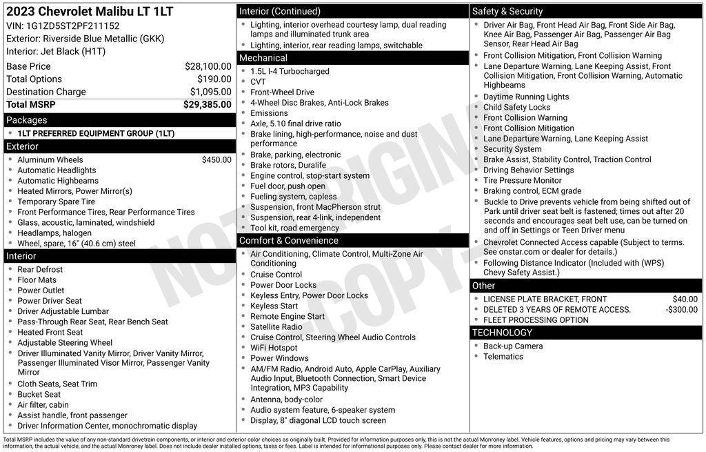used 2023 Chevrolet Malibu car, priced at $16,675
