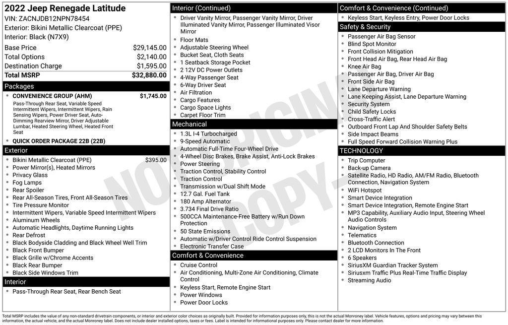 used 2022 Jeep Renegade car, priced at $23,189