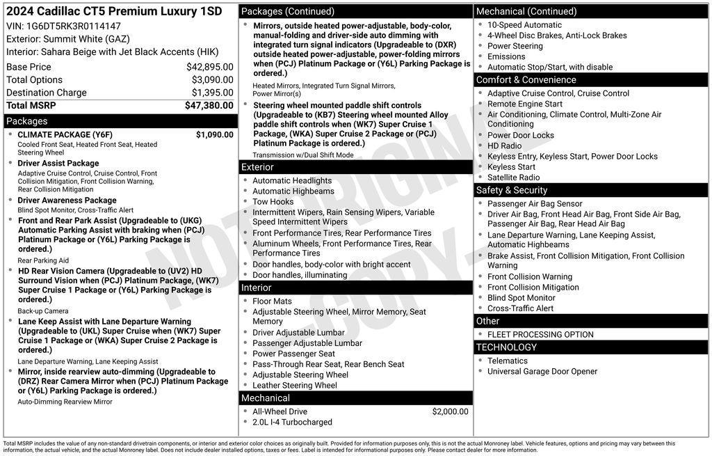 used 2024 Cadillac CT5 car, priced at $33,475