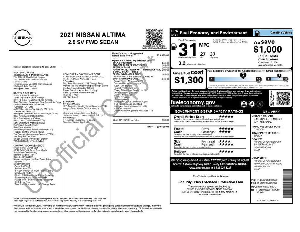 used 2021 Nissan Altima car, priced at $17,490