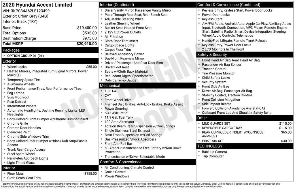 used 2020 Hyundai Accent car, priced at $14,950