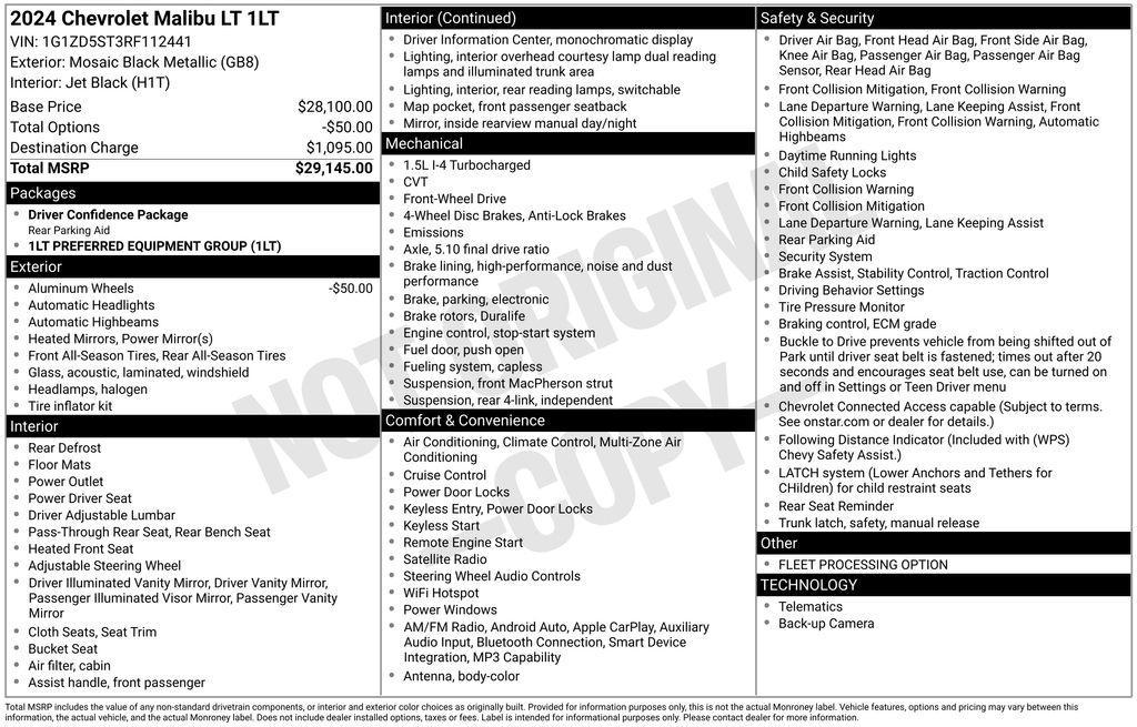 used 2024 Chevrolet Malibu car, priced at $18,850