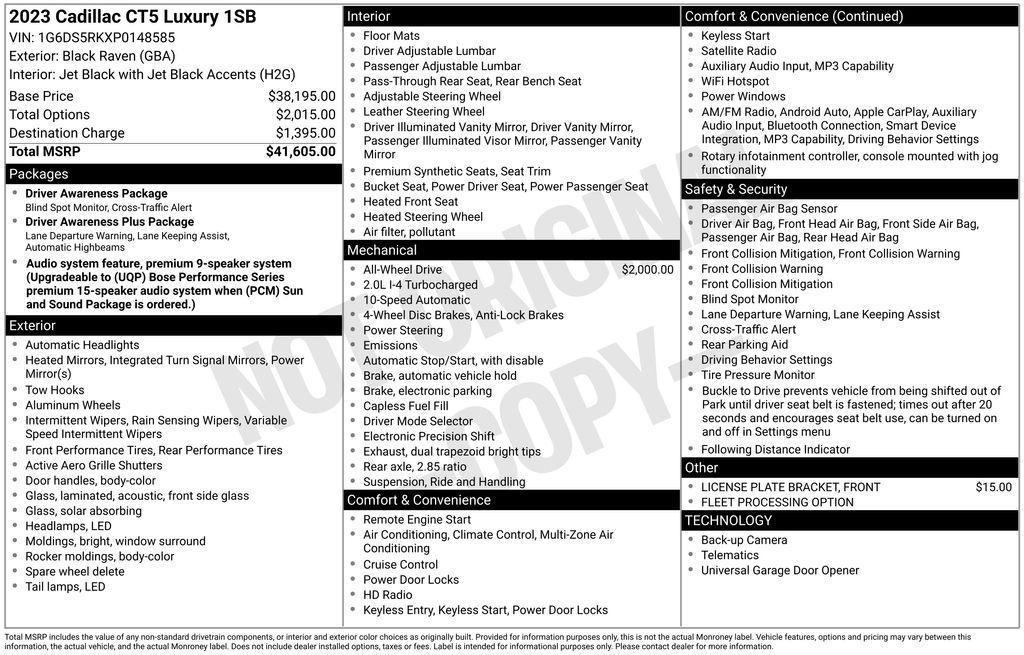 used 2023 Cadillac CT5 car, priced at $28,625