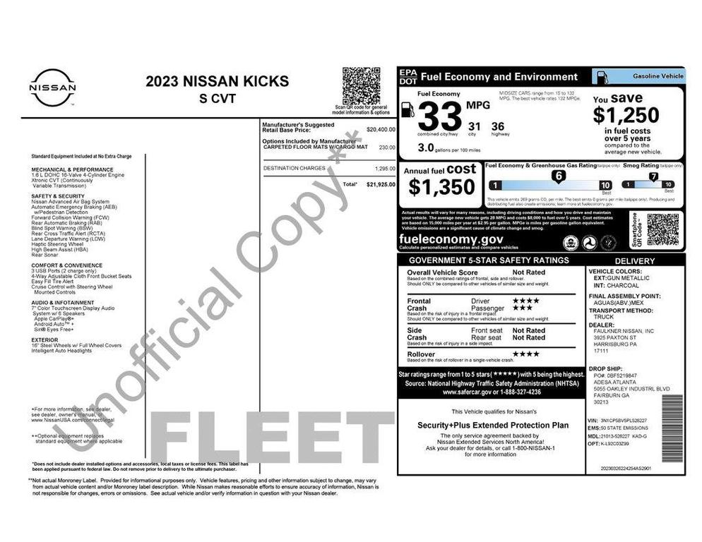 used 2023 Nissan Kicks car, priced at $15,690