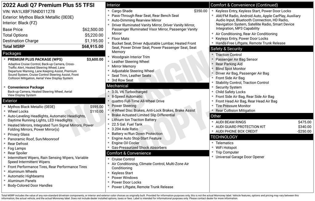 used 2022 Audi Q7 car, priced at $34,490