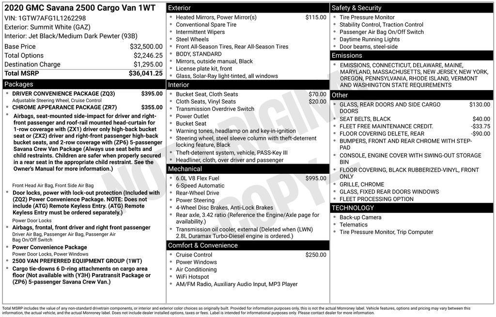 used 2020 GMC Savana 2500 car, priced at $22,850