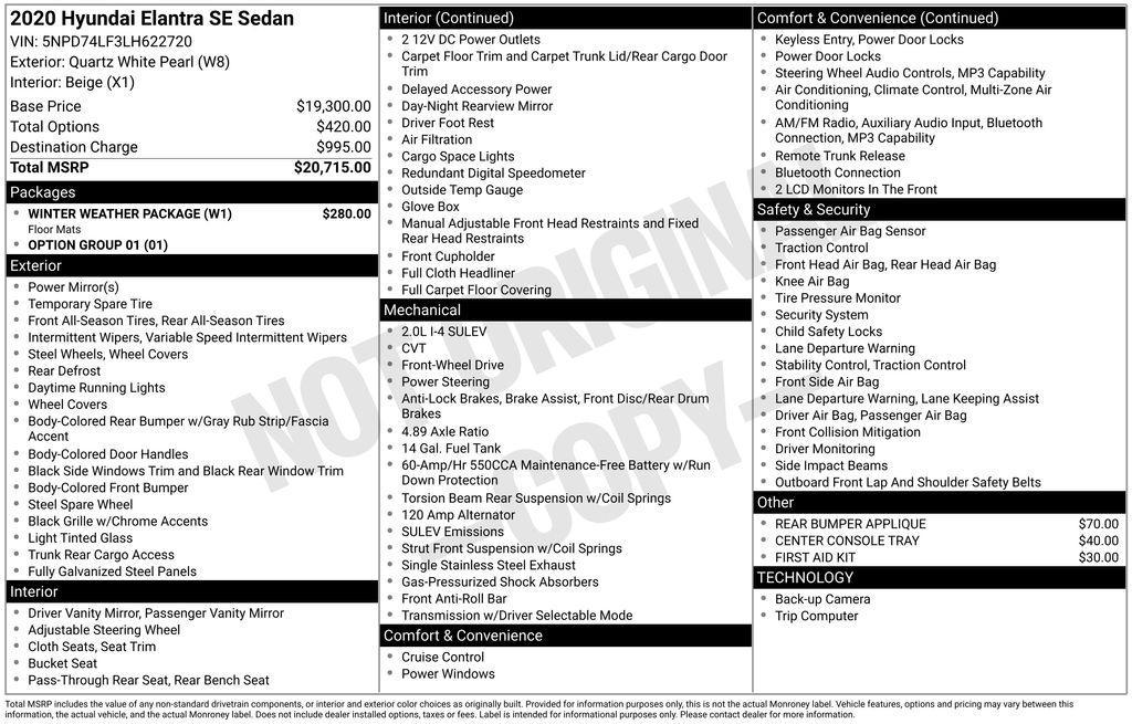used 2020 Hyundai Elantra car, priced at $15,649