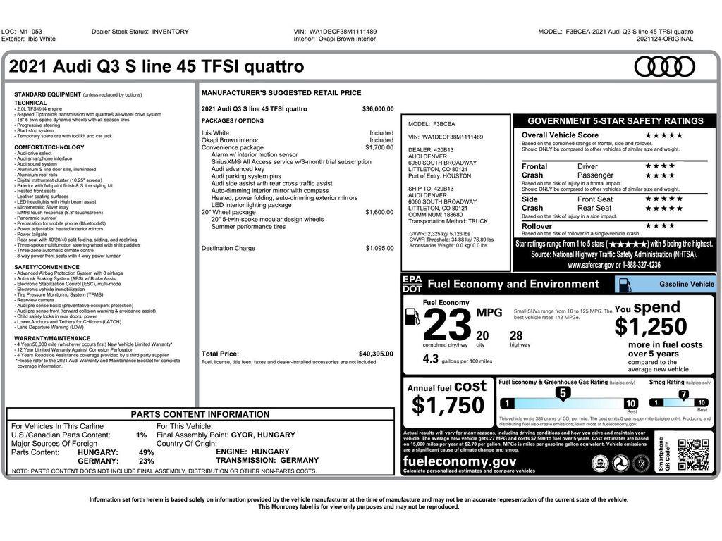 used 2021 Audi Q3 car, priced at $24,900