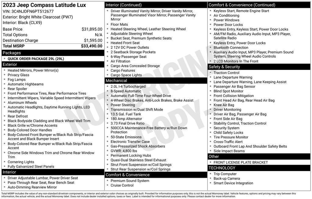 used 2023 Jeep Compass car, priced at $21,788