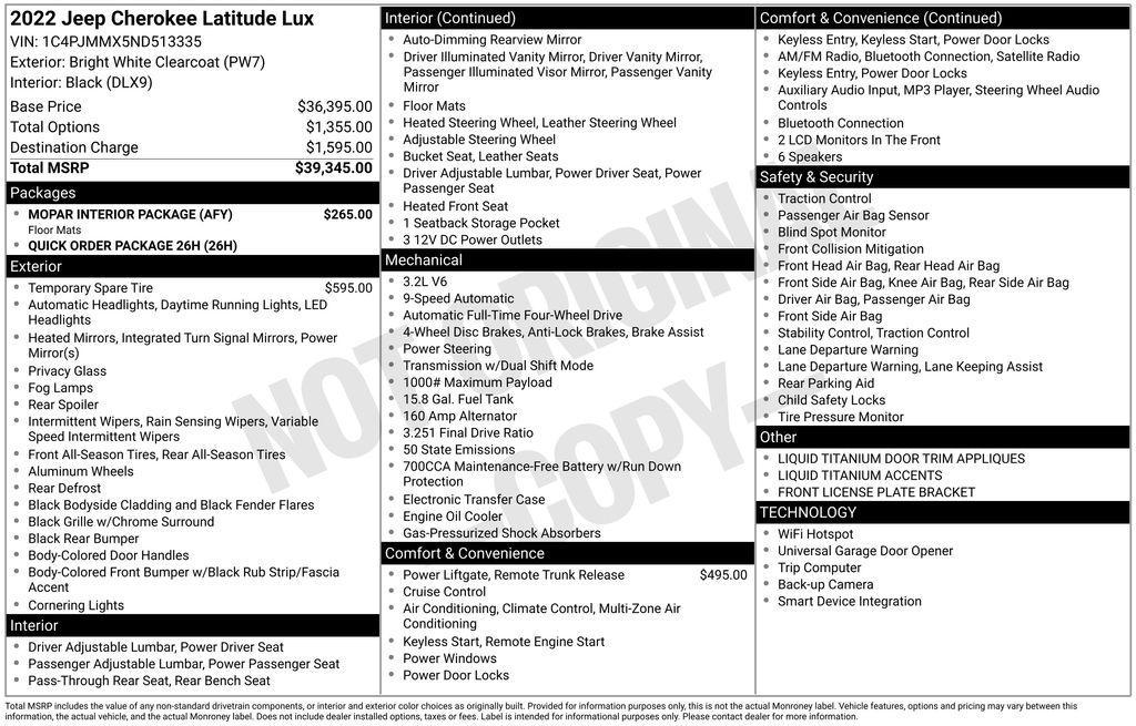 used 2022 Jeep Cherokee car, priced at $22,595