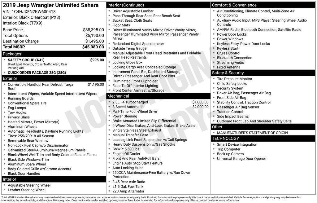 used 2019 Jeep Wrangler Unlimited car, priced at $24,473