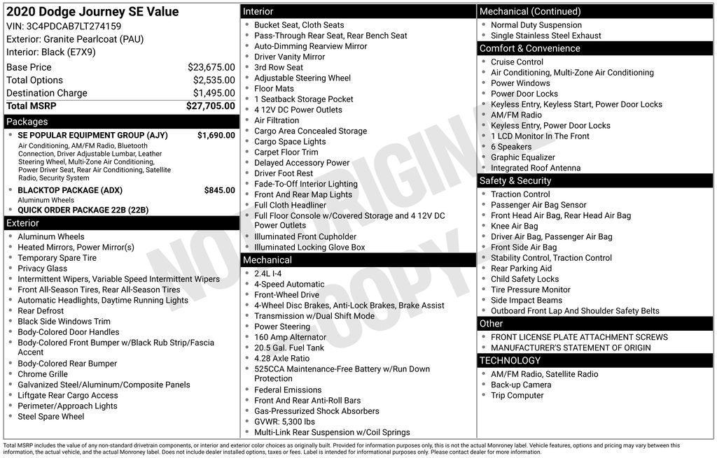 used 2020 Dodge Journey car, priced at $16,173