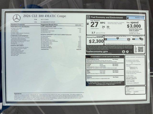 new 2026 Mercedes-Benz CLE 300 car, priced at $68,855