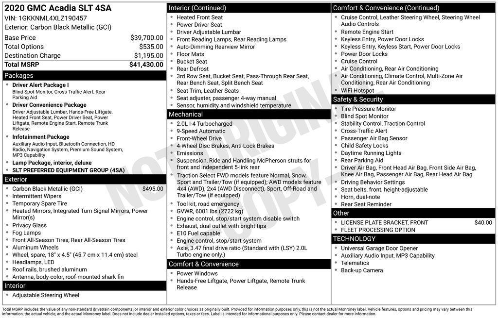 used 2020 GMC Acadia car, priced at $20,000