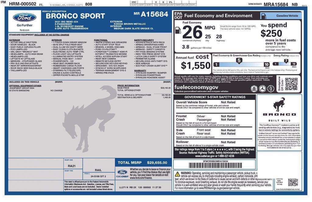 used 2021 Ford Bronco Sport car, priced at $20,995