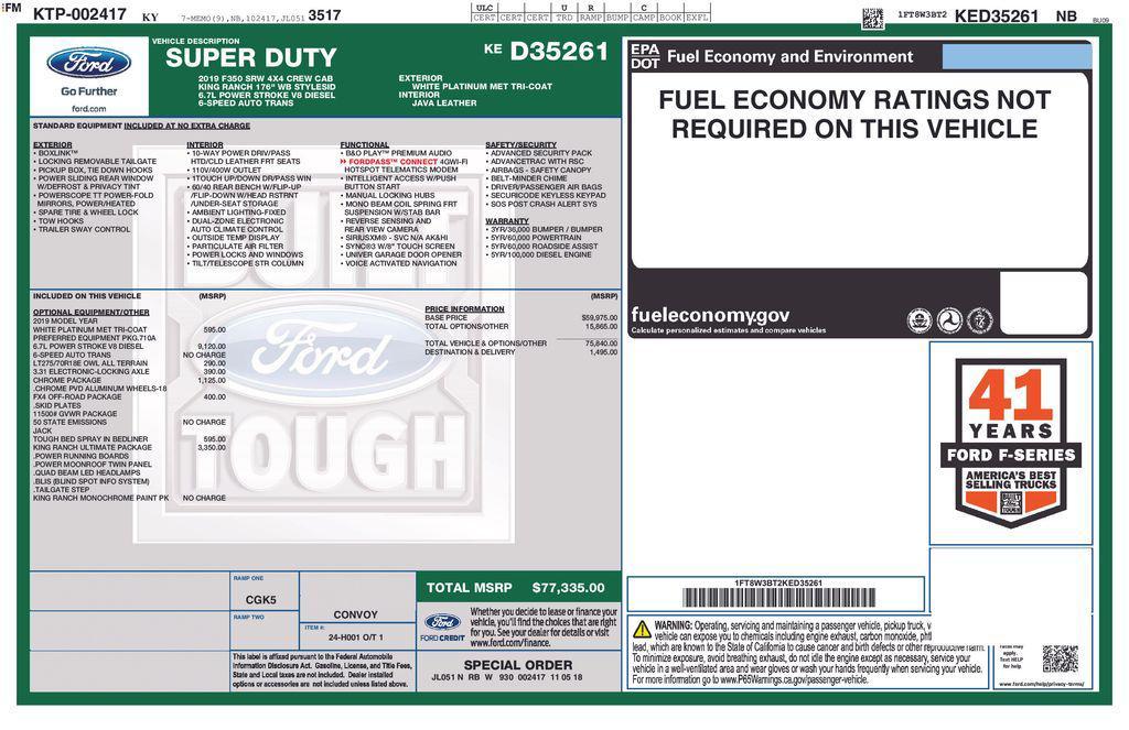 used 2019 Ford F-350 car, priced at $58,395