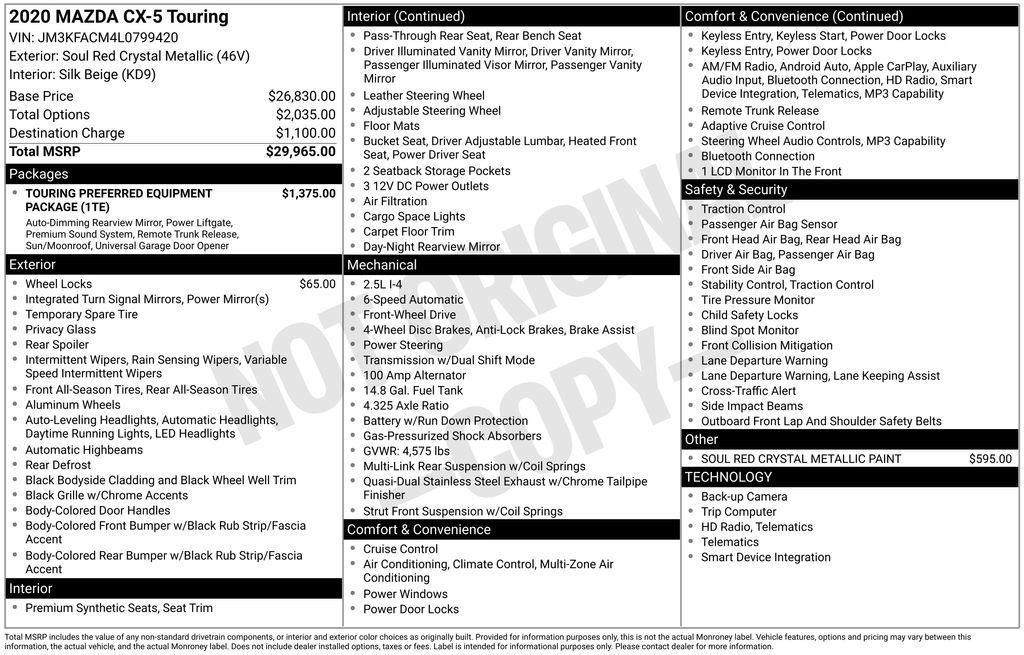 used 2020 Mazda CX-5 car, priced at $23,595