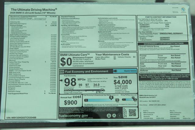 new 2026 BMW i5 car, priced at $74,700