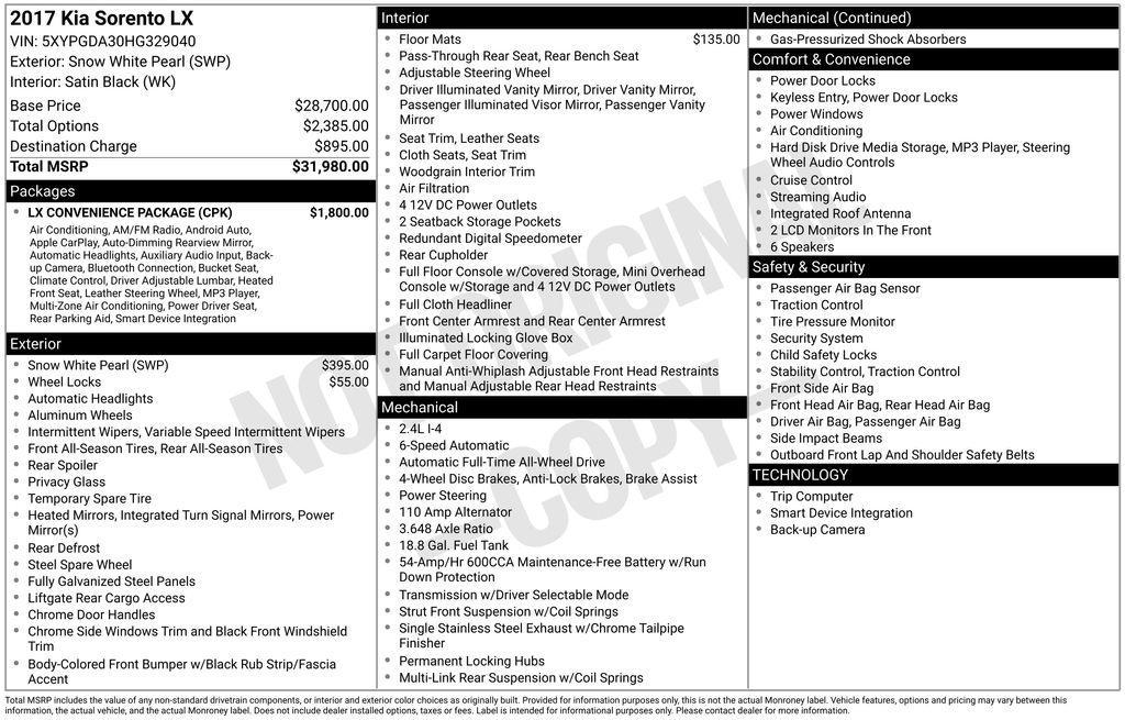 used 2017 Kia Sorento car, priced at $10,776