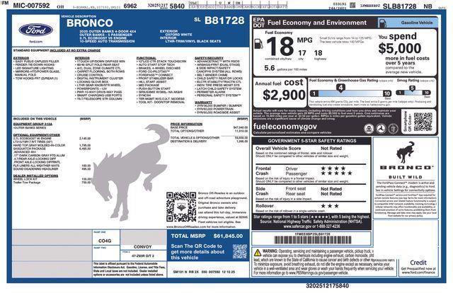 new 2025 Ford Bronco car, priced at $57,017