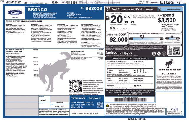 new 2025 Ford Bronco car, priced at $52,068