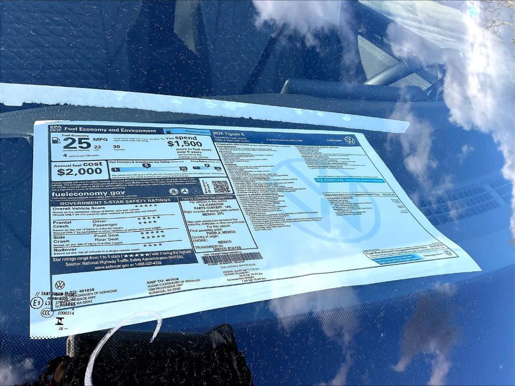 new 2026 Volkswagen Tiguan car, priced at $32,639