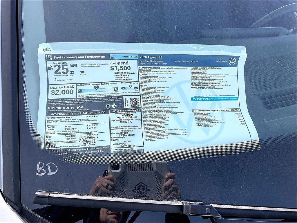 new 2026 Volkswagen Tiguan car, priced at $37,849