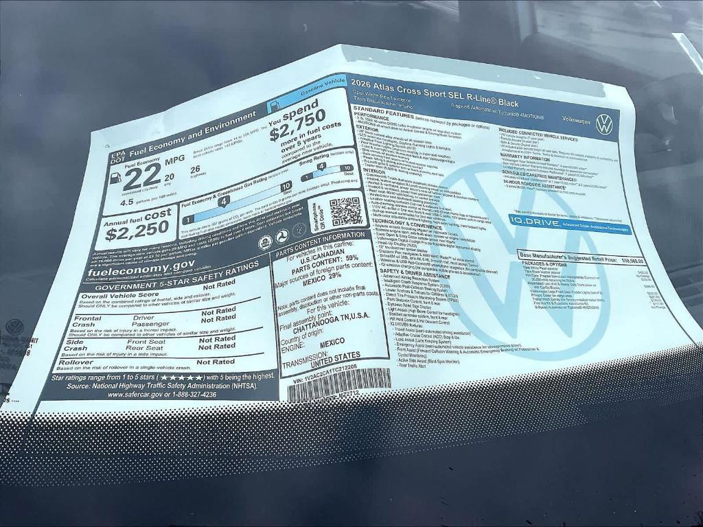 new 2026 Volkswagen Atlas Cross Sport car, priced at $49,452