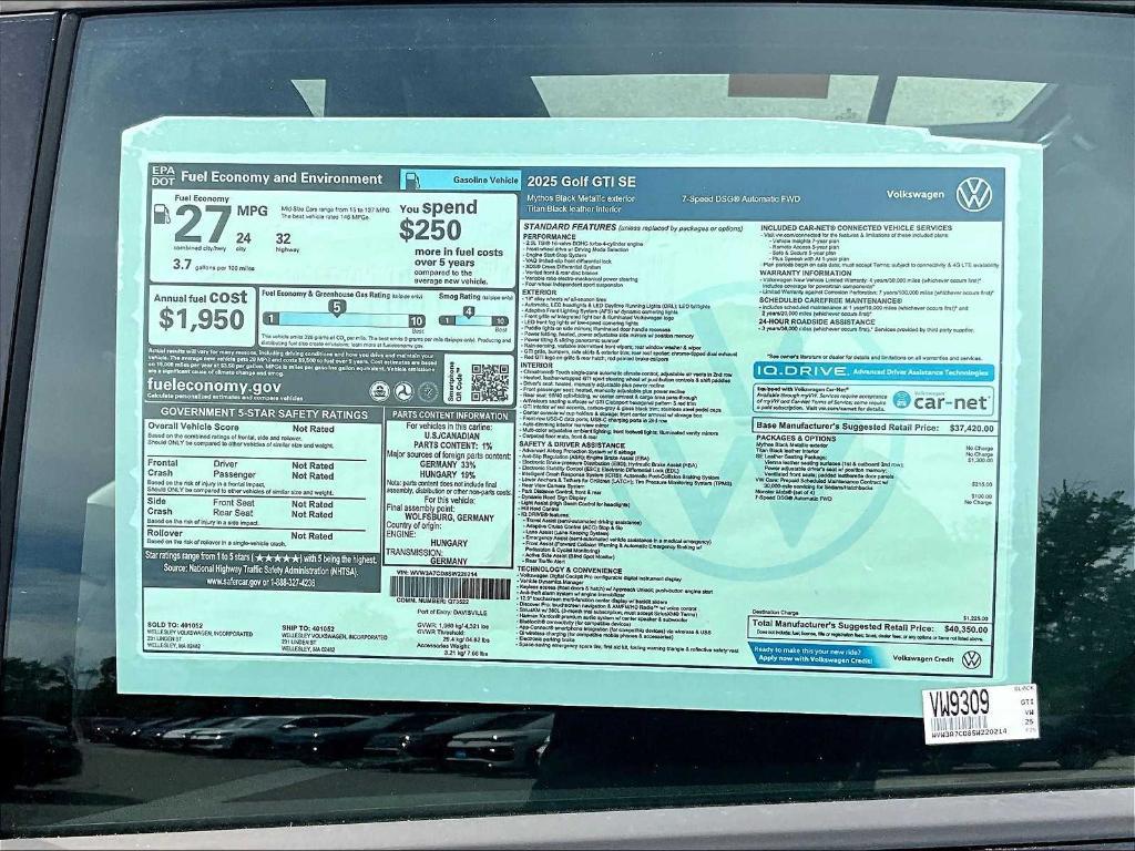 new 2025 Volkswagen Golf GTI car, priced at $35,500