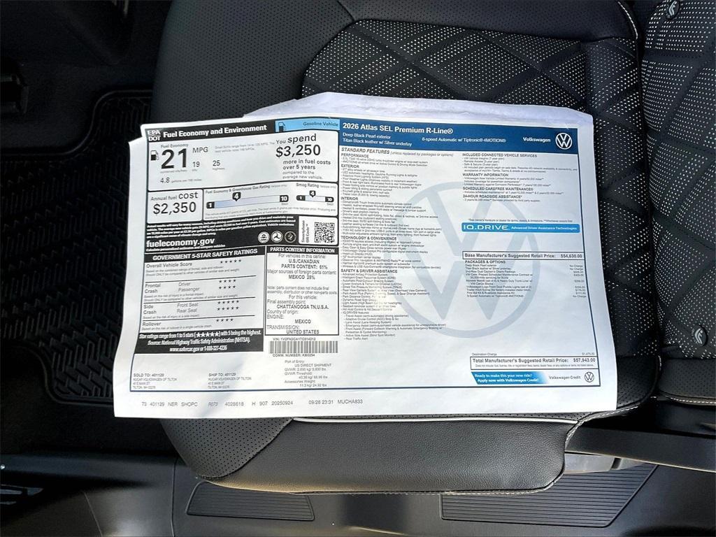 new 2026 Volkswagen Atlas car, priced at $53,065