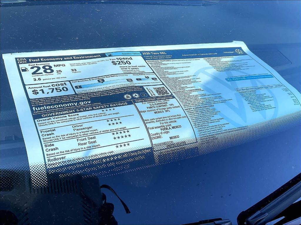 new 2026 Volkswagen Taos car, priced at $37,384