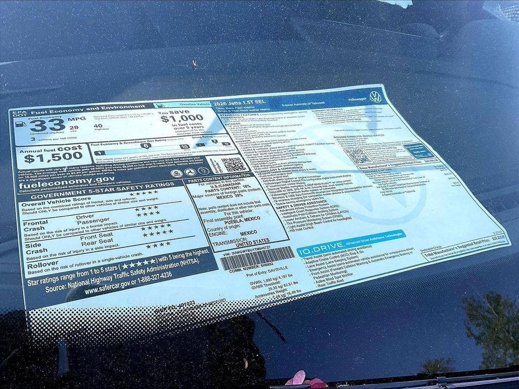 new 2026 Volkswagen Jetta car, priced at $30,167