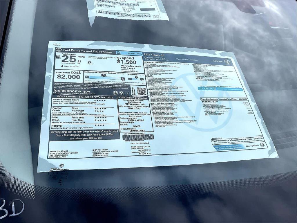 new 2026 Volkswagen Tiguan car, priced at $36,449