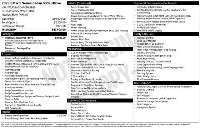 used 2023 BMW 530e car, priced at $28,556