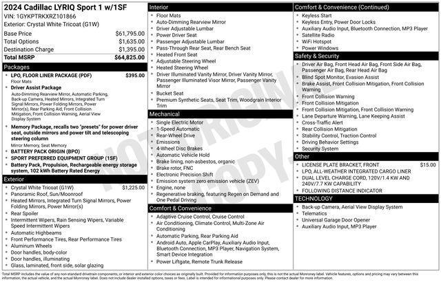 used 2024 Cadillac LYRIQ car, priced at $39,876