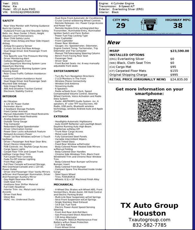 used 2021 Kia K5 car, priced at $19,195