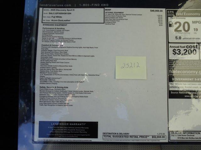 new 2025 Land Rover Discovery Sport car, priced at $45,000