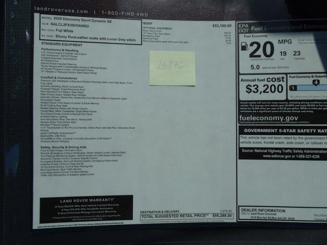 new 2025 Land Rover Discovery Sport car, priced at $46,989