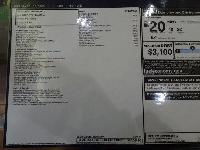 new 2026 Land Rover Defender car, priced at $73,646