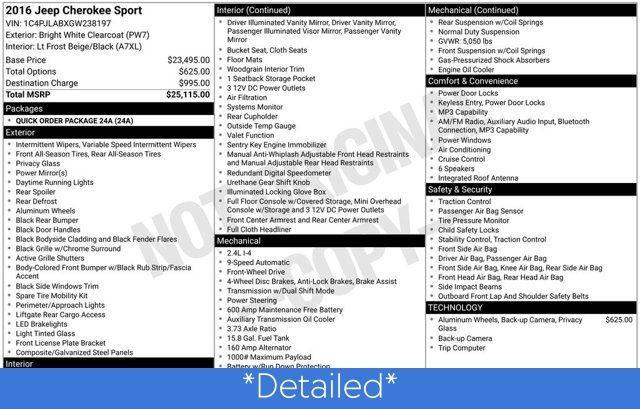 used 2016 Jeep Cherokee car, priced at $6,995