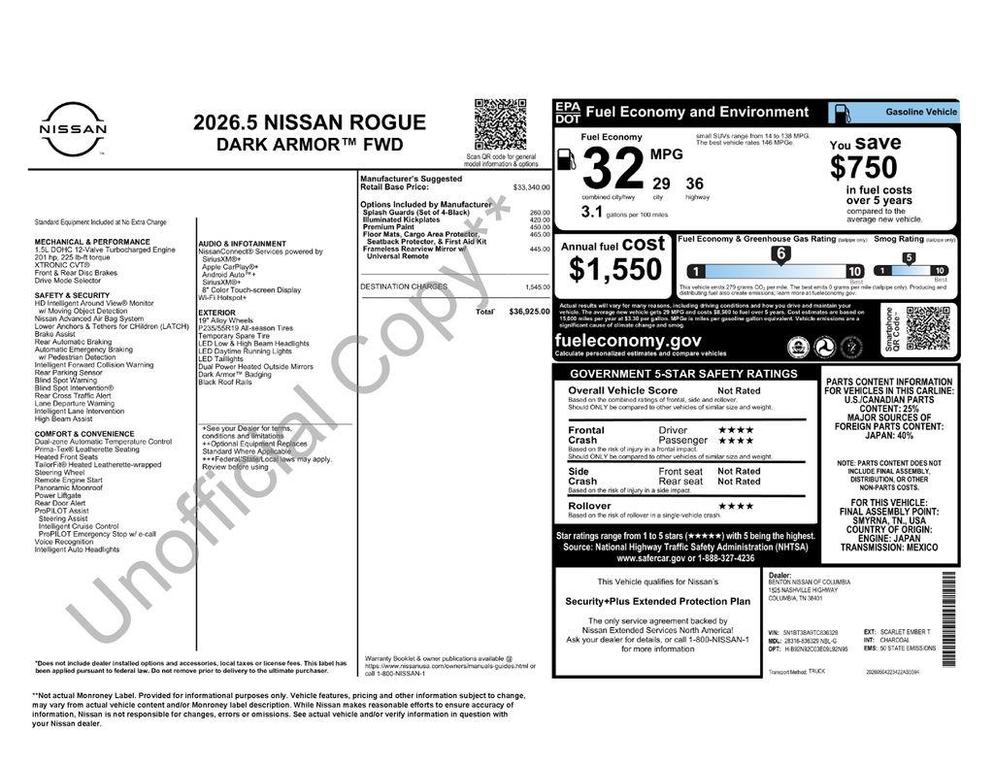 new 2026 Nissan Rogue car, priced at $30,972
