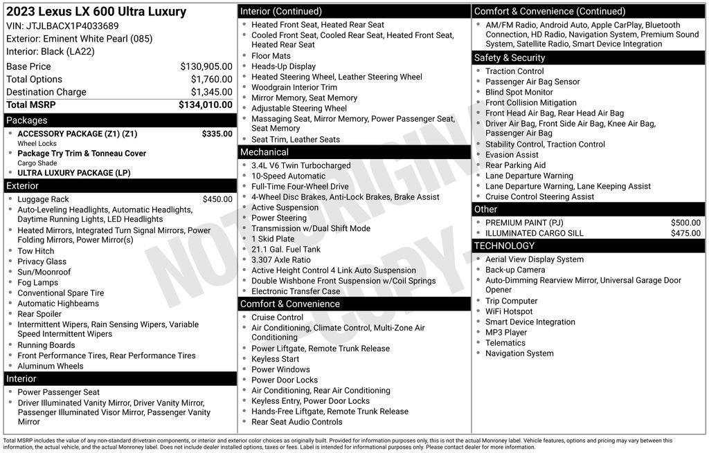used 2023 Lexus LX 600 car, priced at $103,036