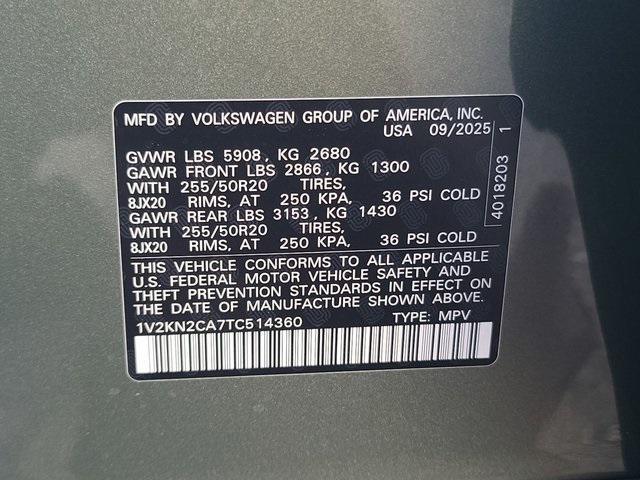 new 2026 Volkswagen Atlas car, priced at $44,420