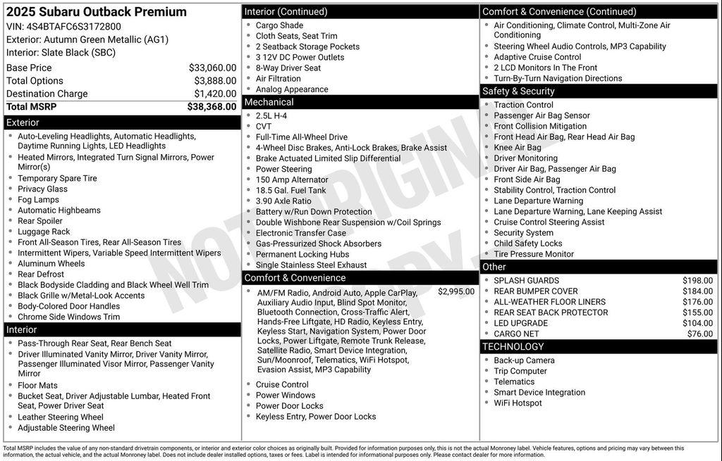 used 2025 Subaru Outback car, priced at $31,377