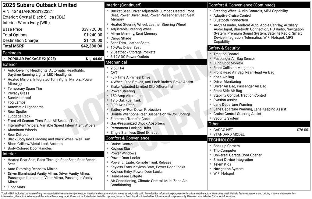 used 2025 Subaru Outback car, priced at $34,977