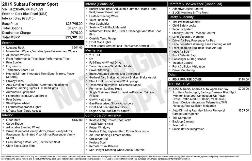 used 2019 Subaru Forester car, priced at $19,177