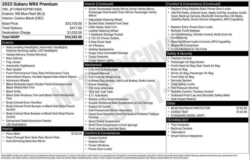 used 2023 Subaru WRX car, priced at $29,477