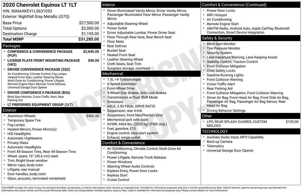 used 2020 Chevrolet Equinox car, priced at $19,138