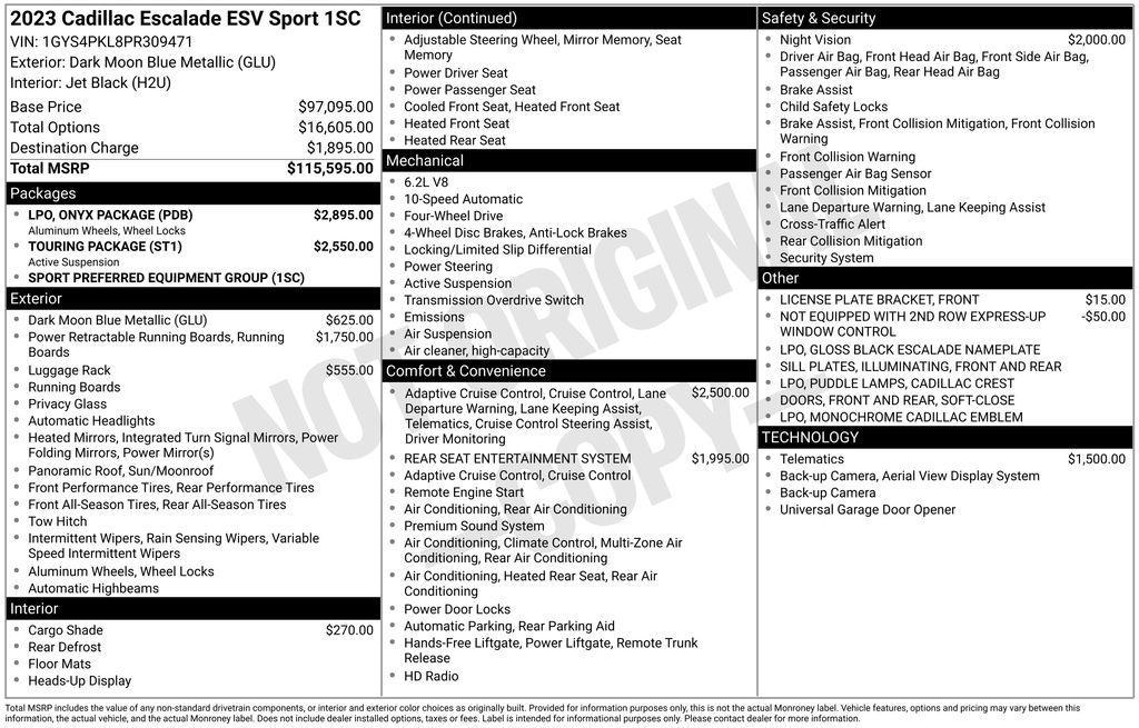 used 2023 Cadillac Escalade ESV car, priced at $75,687