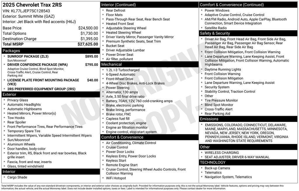 used 2025 Chevrolet Trax car, priced at $23,688